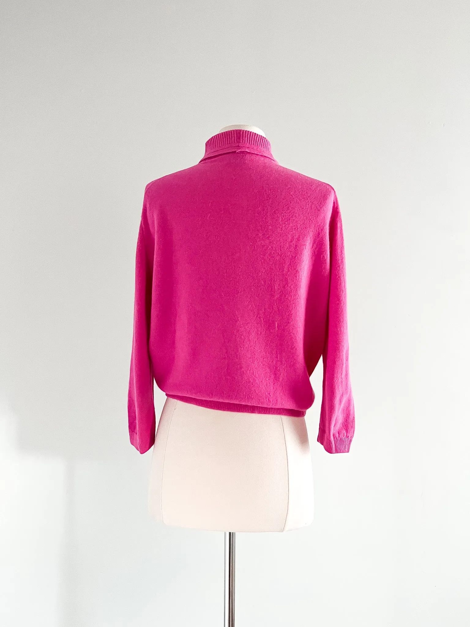 1950's Fuchsia Lambswool and Mink Sweater By Darlene