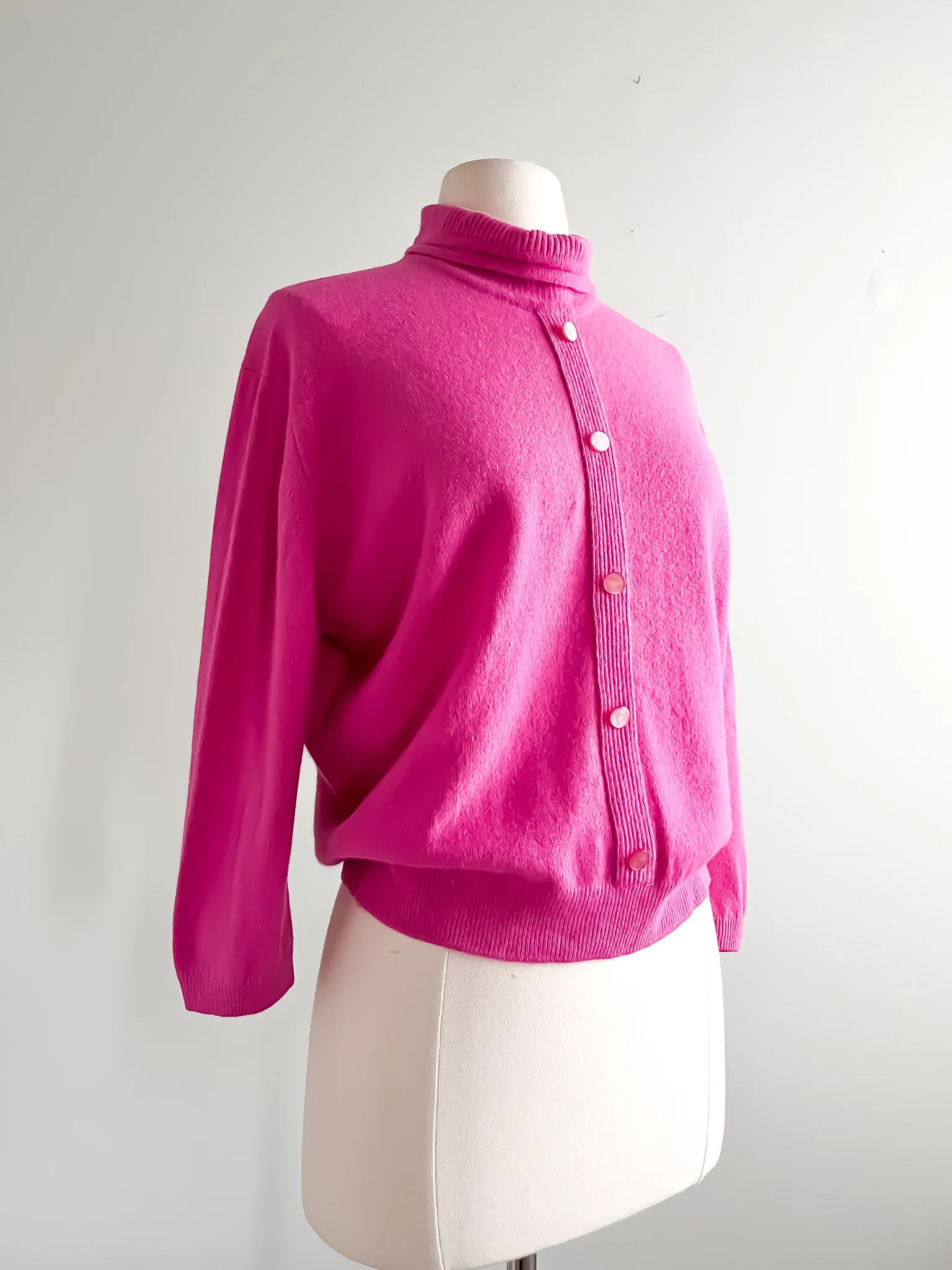 1950's Fuchsia Lambswool and Mink Sweater By Darlene