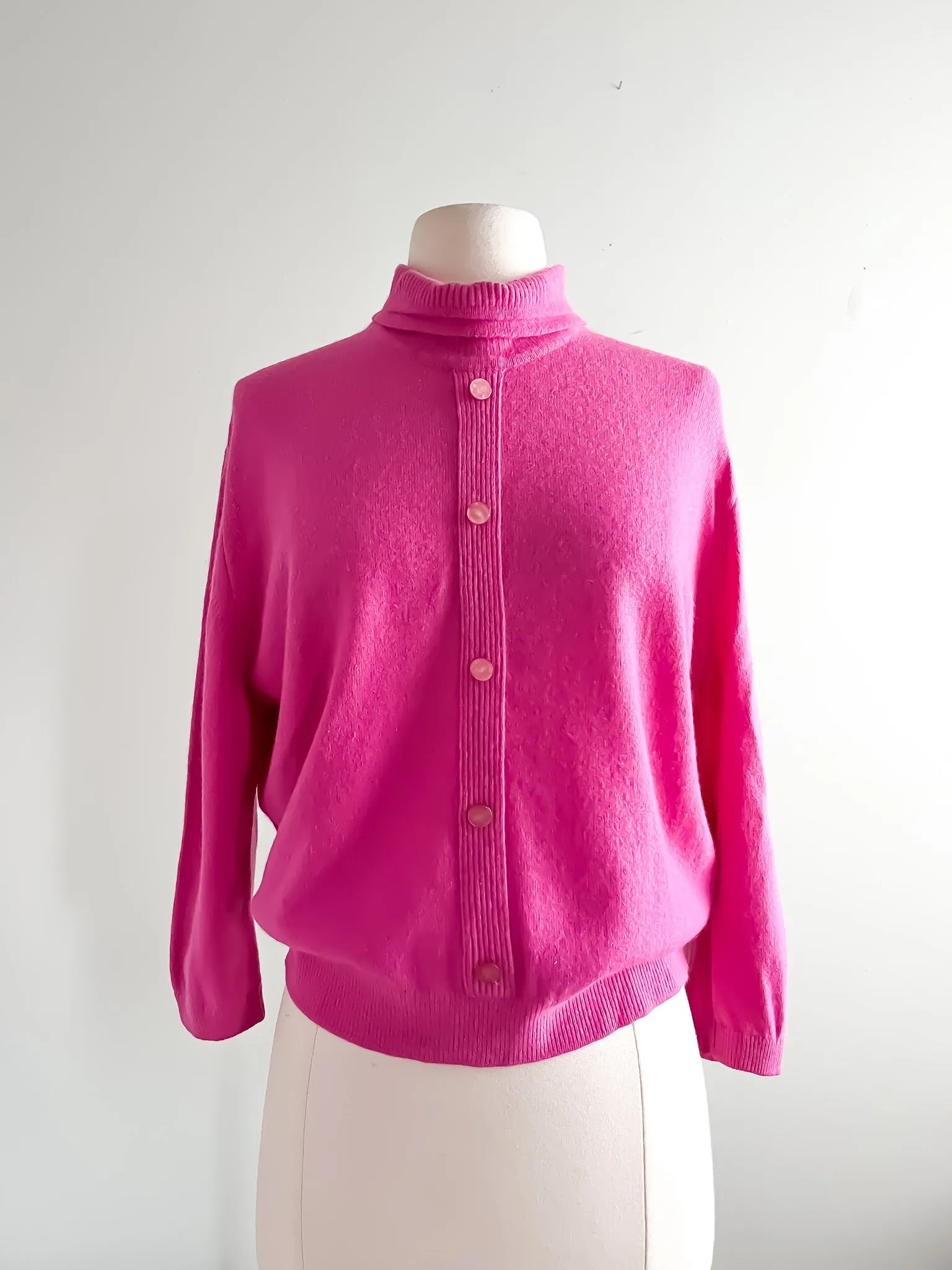 1950's Fuchsia Lambswool and Mink Sweater By Darlene