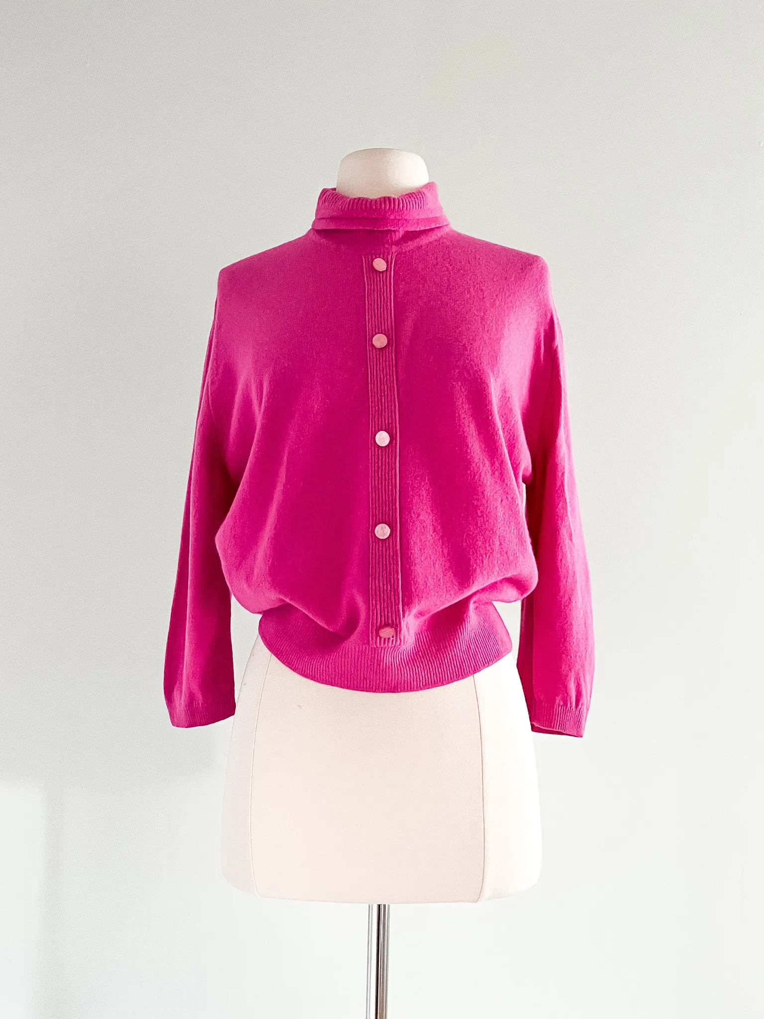 1950's Fuchsia Lambswool and Mink Sweater By Darlene