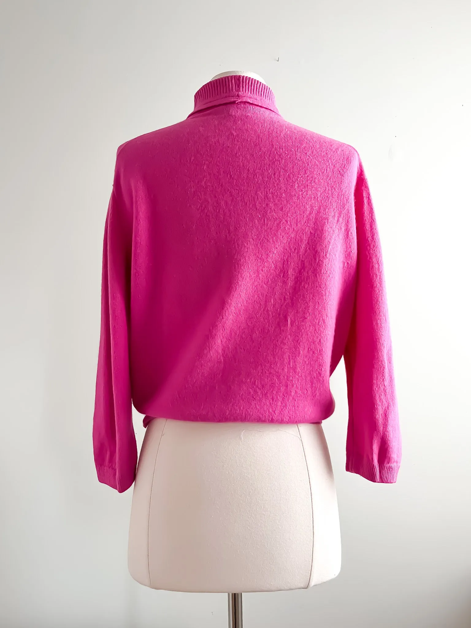 1950's Fuchsia Lambswool and Mink Sweater By Darlene