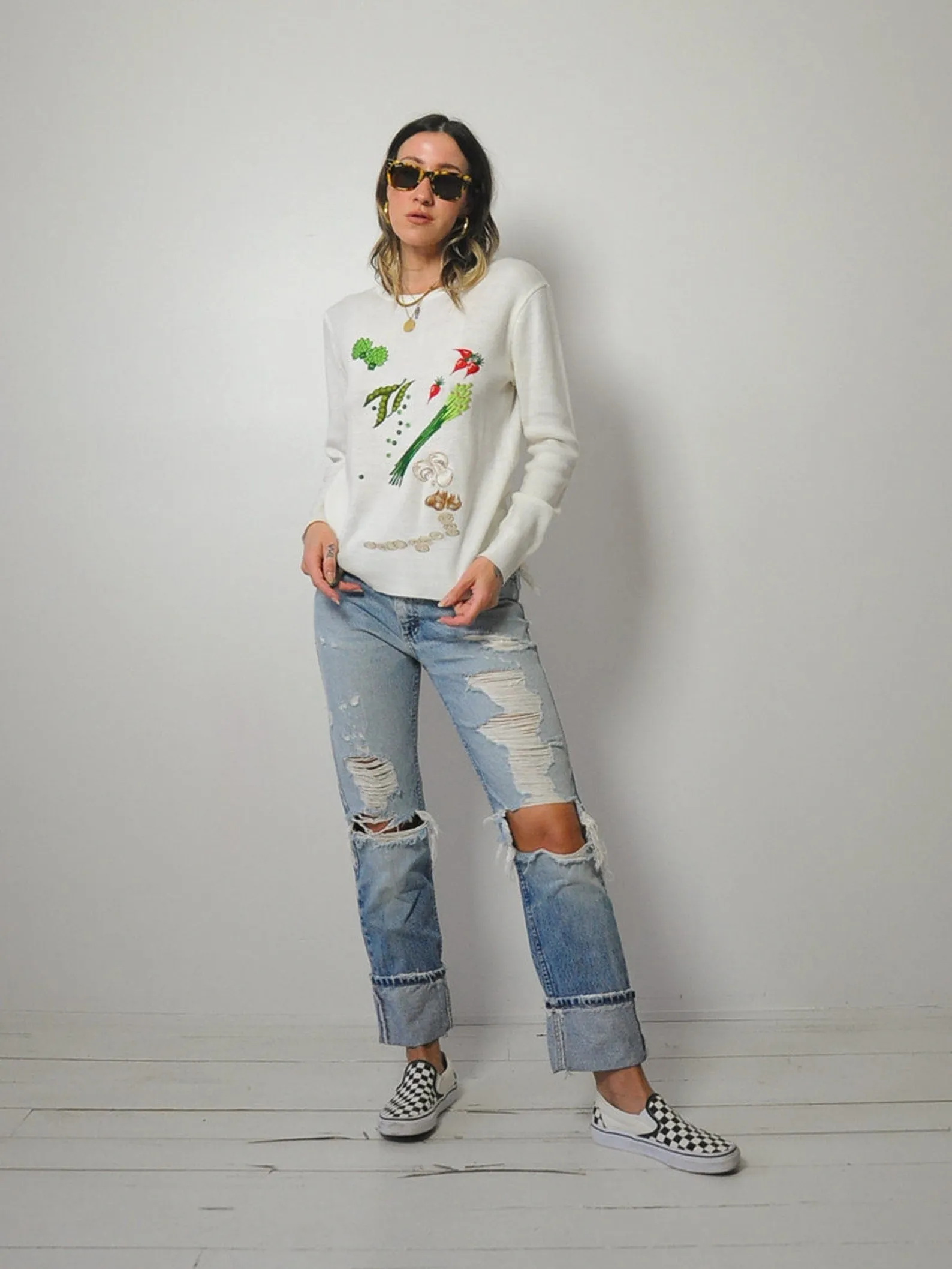 1970's Embroidered Vegetable Sweater