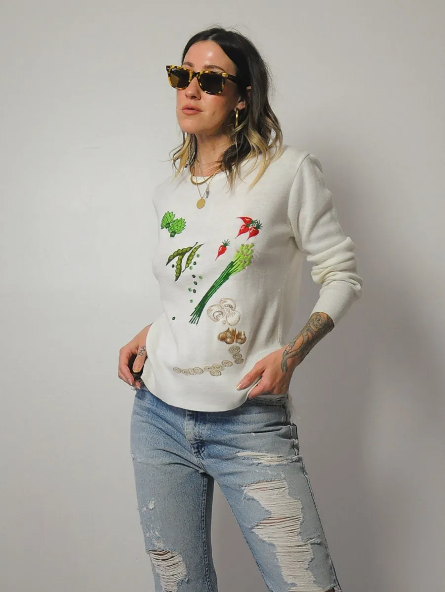 1970's Embroidered Vegetable Sweater