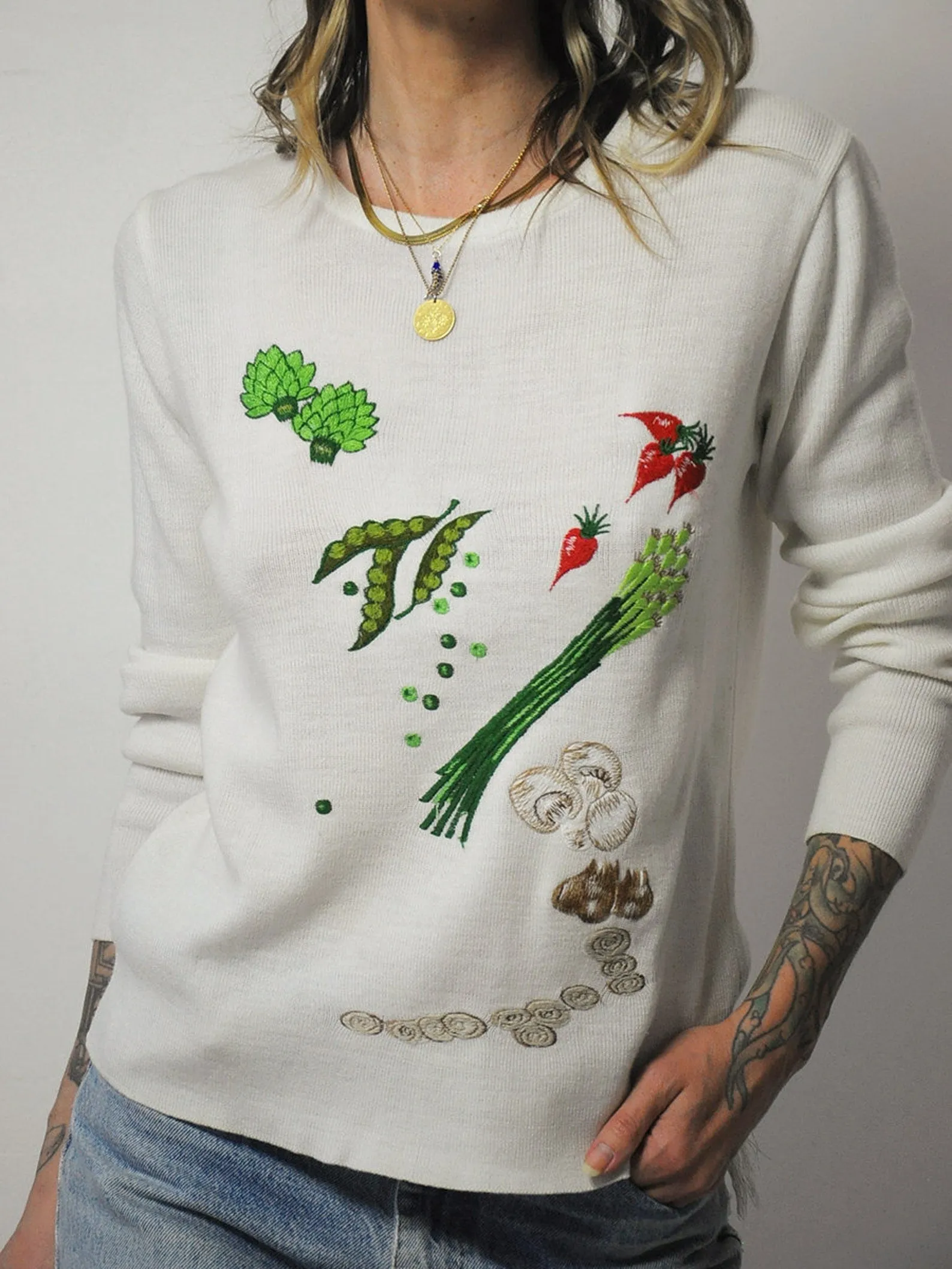 1970's Embroidered Vegetable Sweater