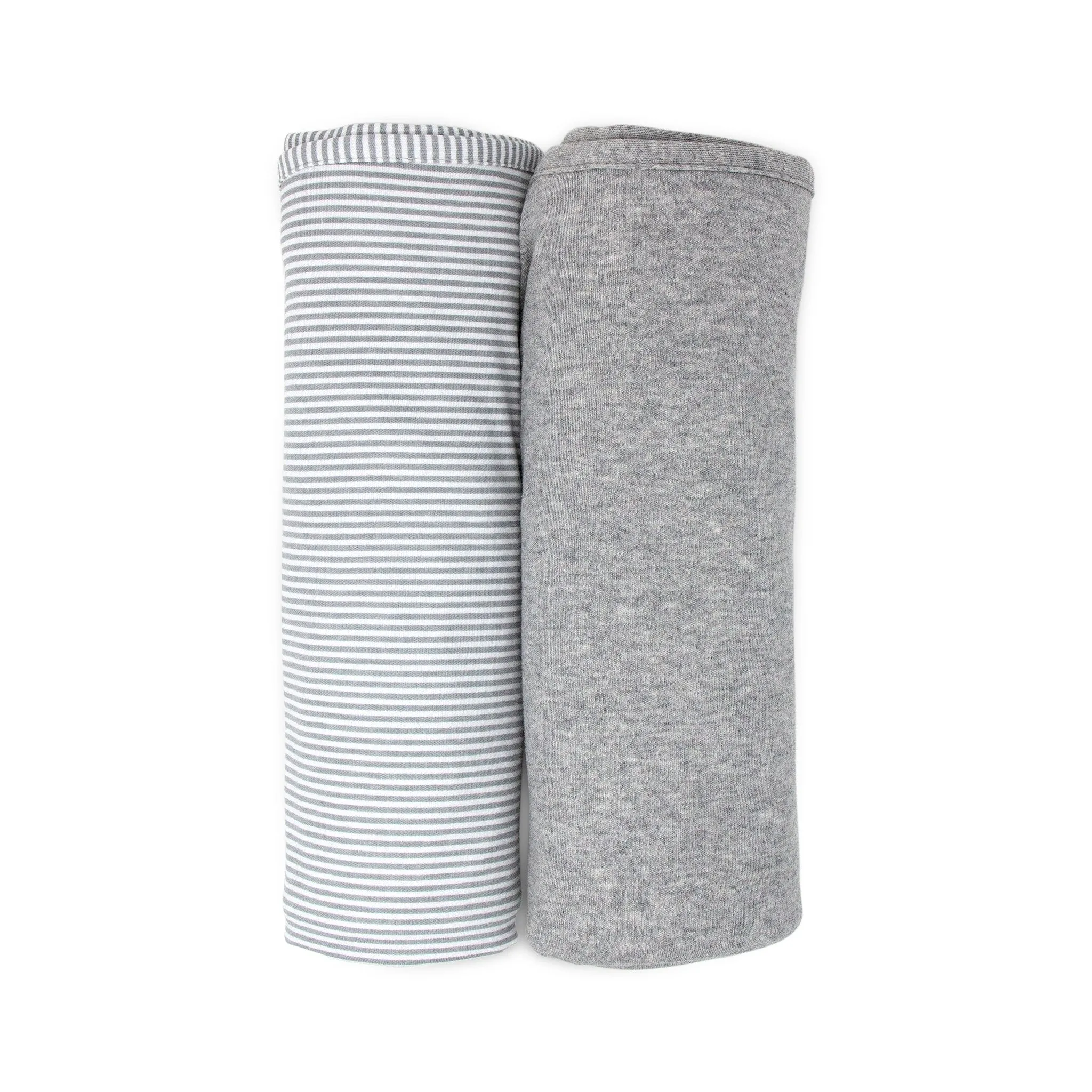 2 Pack Swaddle Blankets - Grey Marl   Grey Heathered Stripe