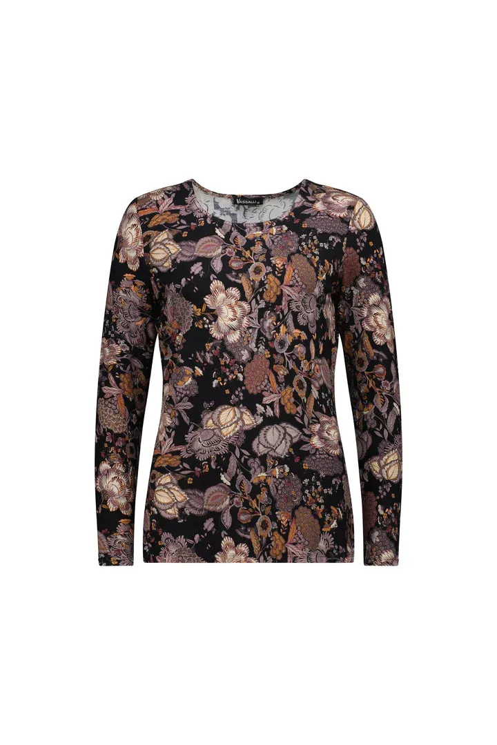 4310 Vintage - Long Sleeve Round Neck Printed Knit Top