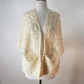 60s Cream Wool Shawl With Pockets