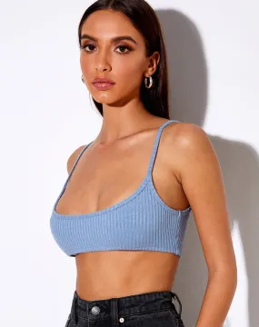 Adda Bralet in Rib Ashy Blue