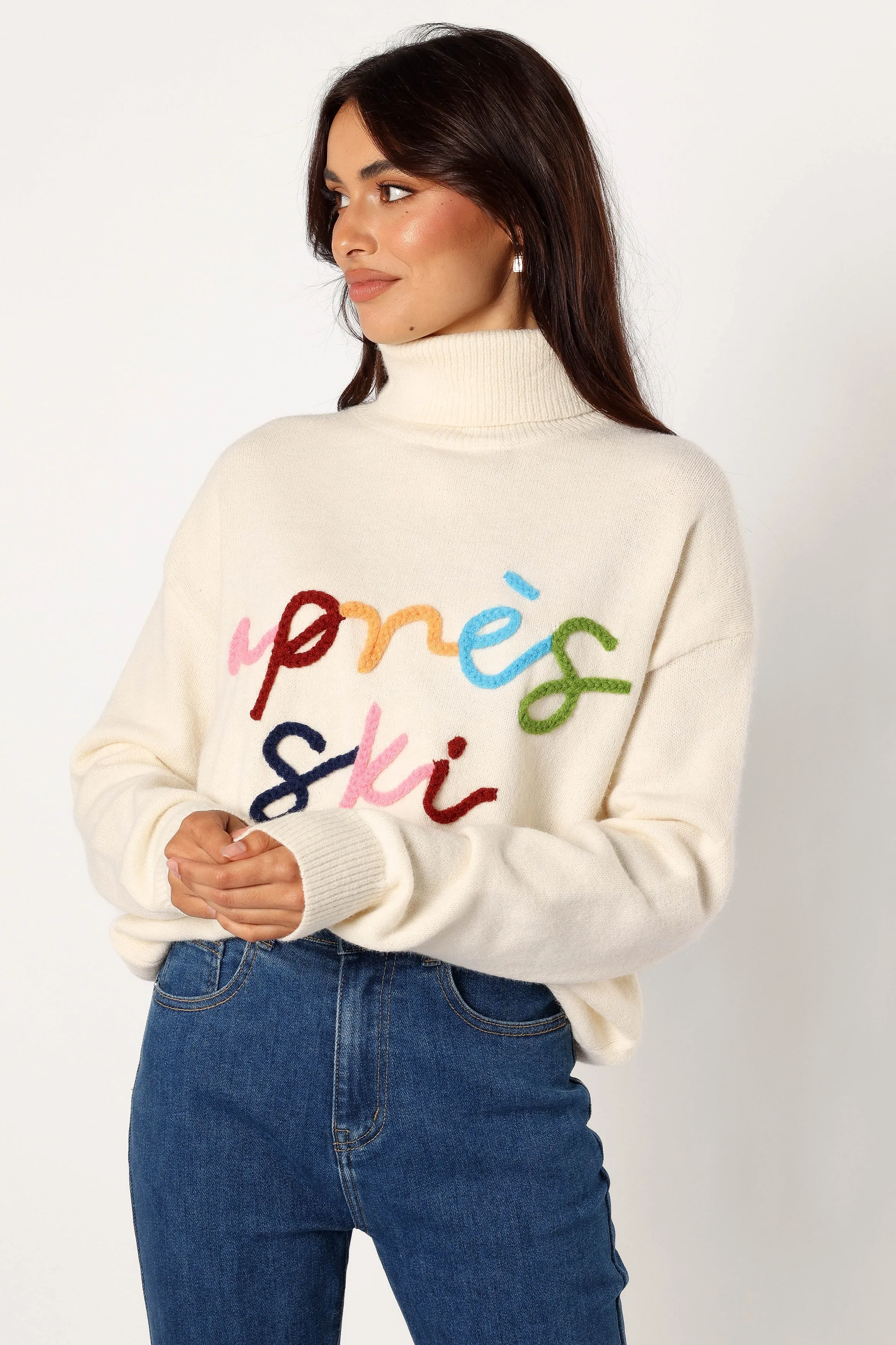 Apres Ski Turtleneck Knit Sweater - Off White