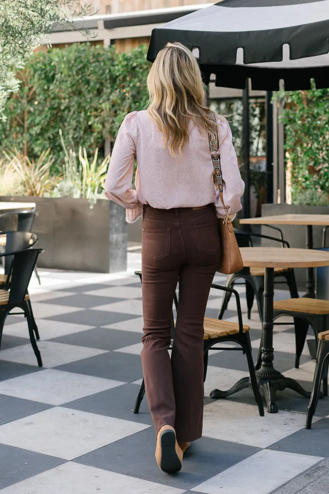 Ariana High Rise Tummy Control Dark Brown Flare Jeans