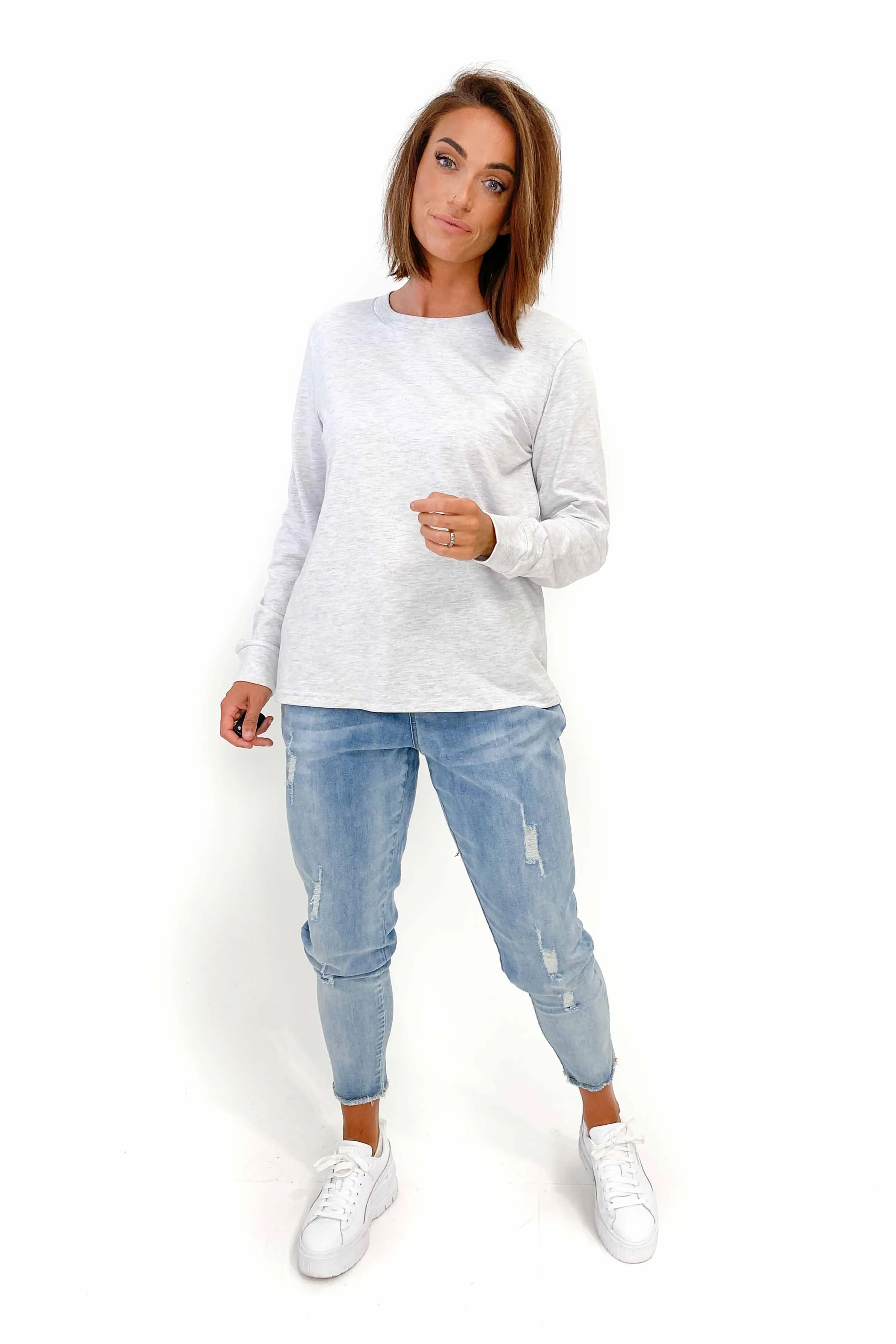 AS Colour Dice Long Sleeve Tee Ash Heather