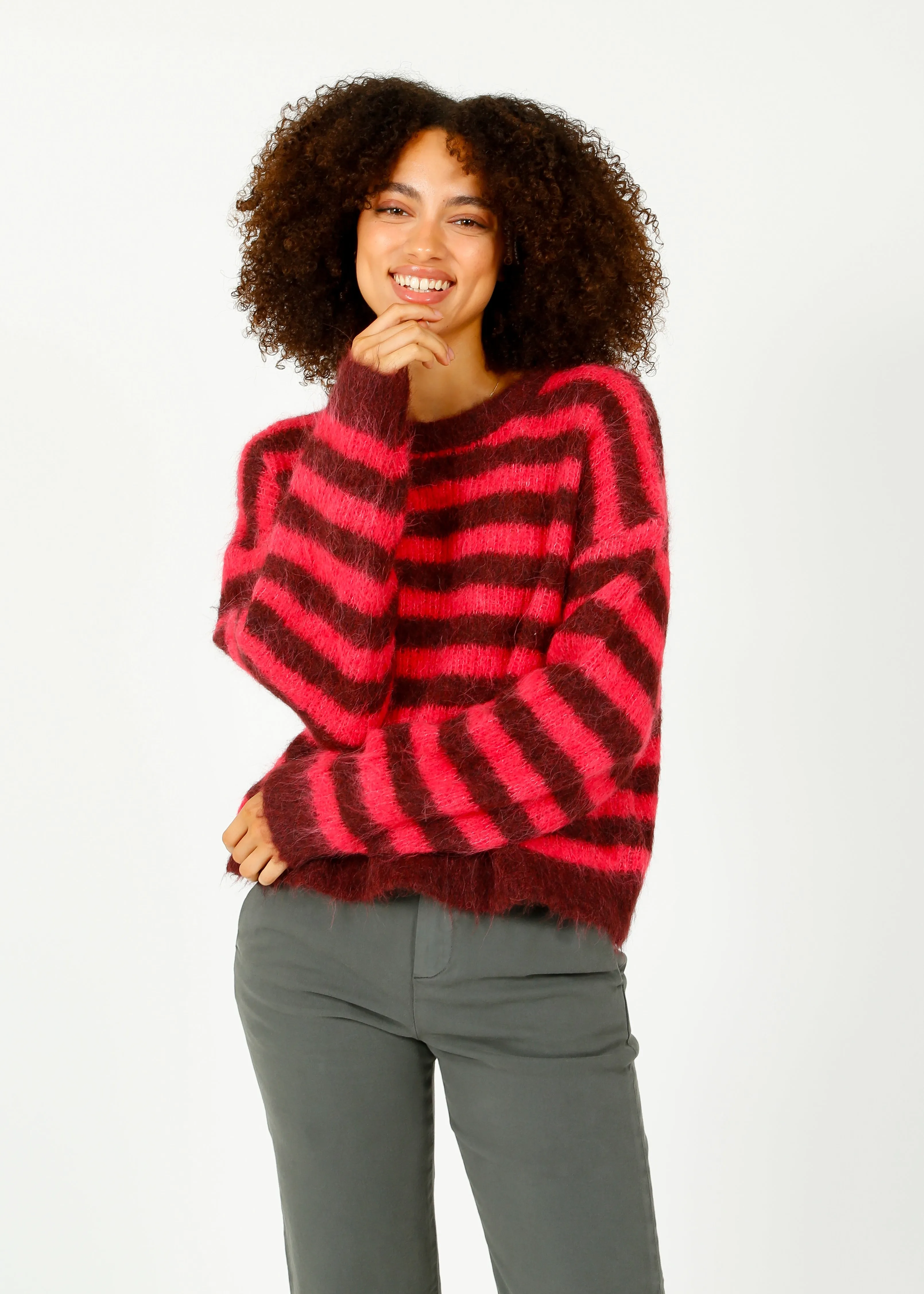 AV Bymi Stripe Knit in Bordeaux, Hortensia