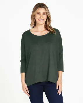 Betty Basics Milan 3/4 Sleeve Top Dusty Green