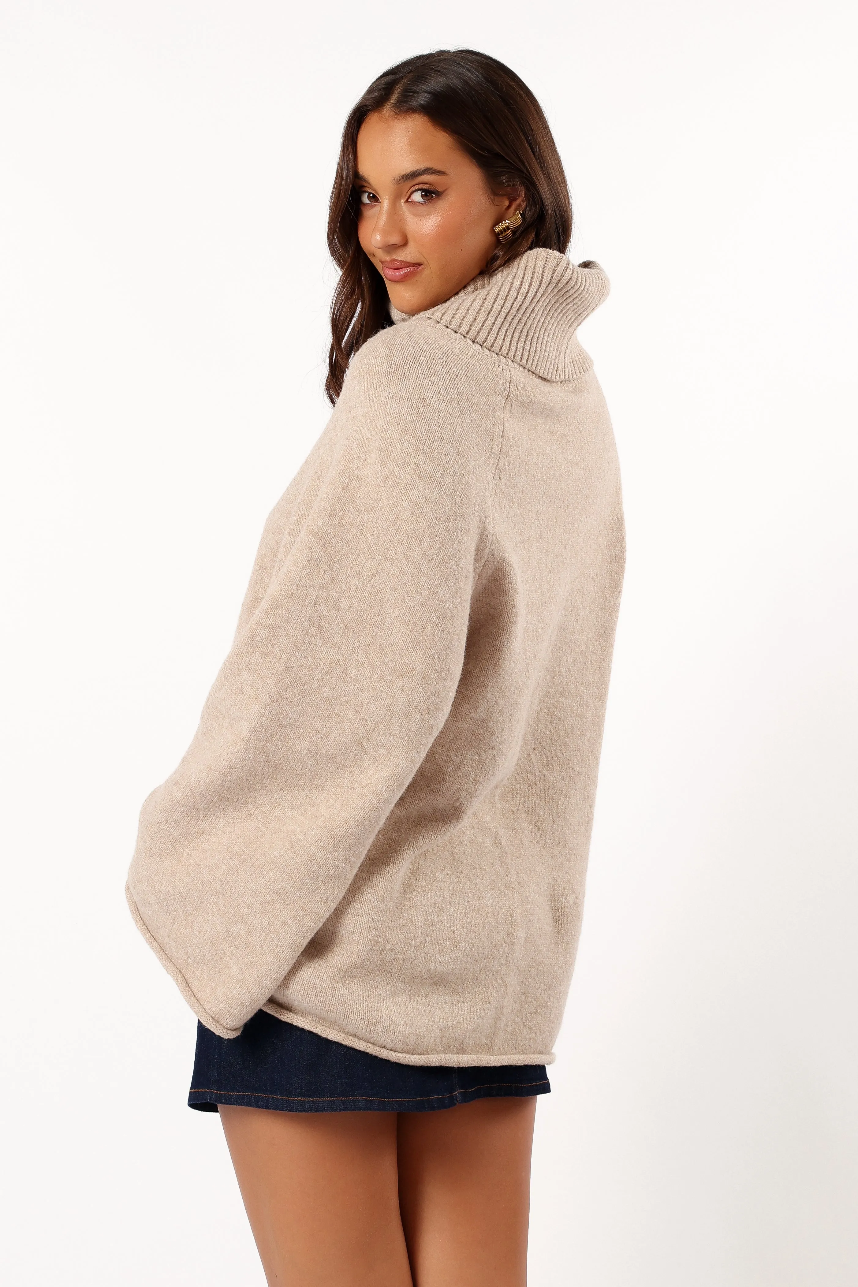 Bindy Cowlneck Knit Sweater - Oatmeal