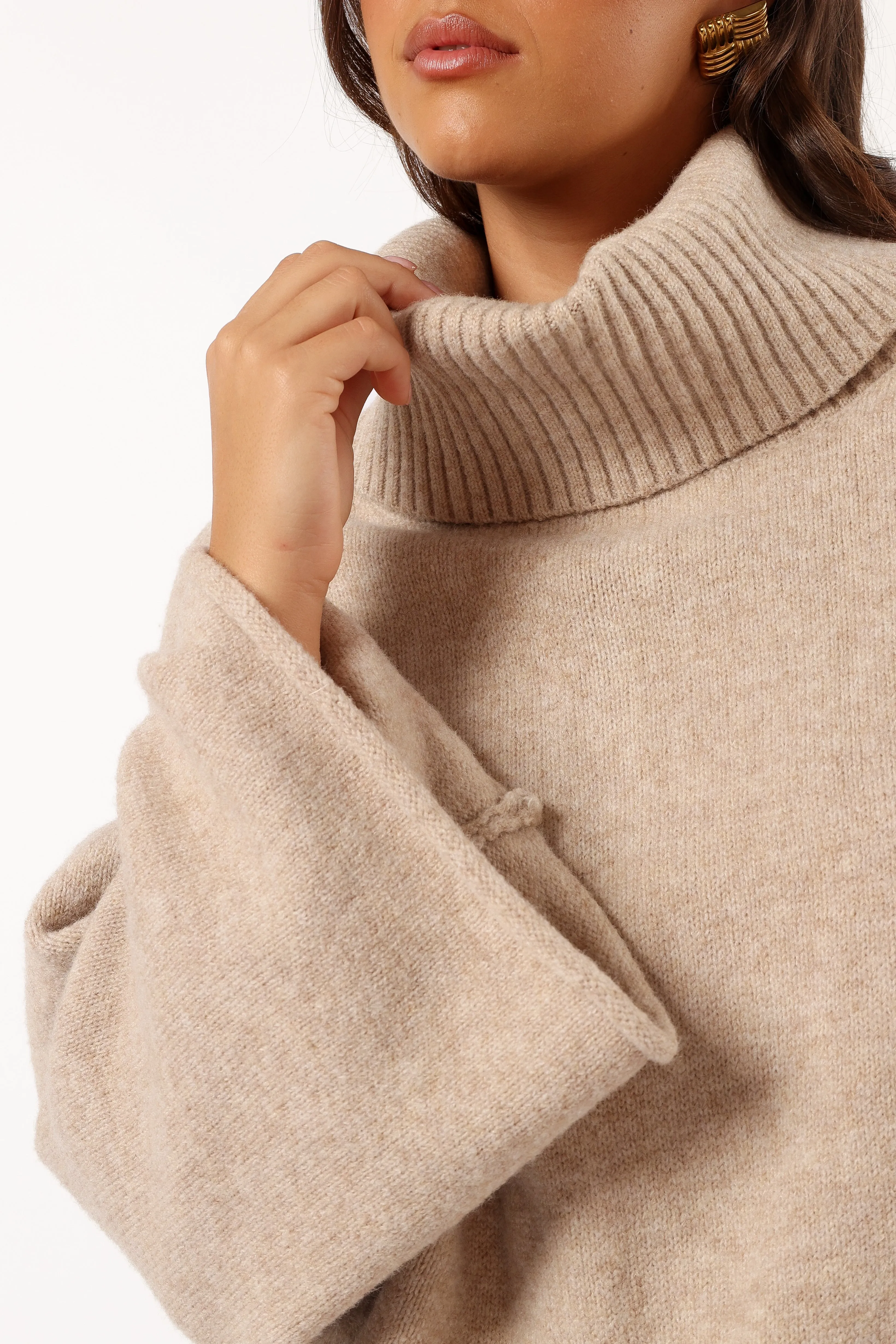 Bindy Cowlneck Knit Sweater - Oatmeal