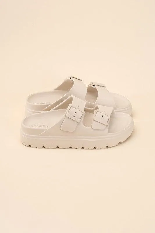 Buckle Strap Slides Sandals