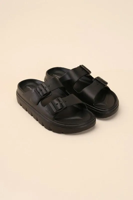 Buckle Strap Slides Sandals