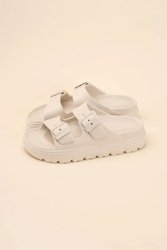 Buckle Strap Slides Sandals