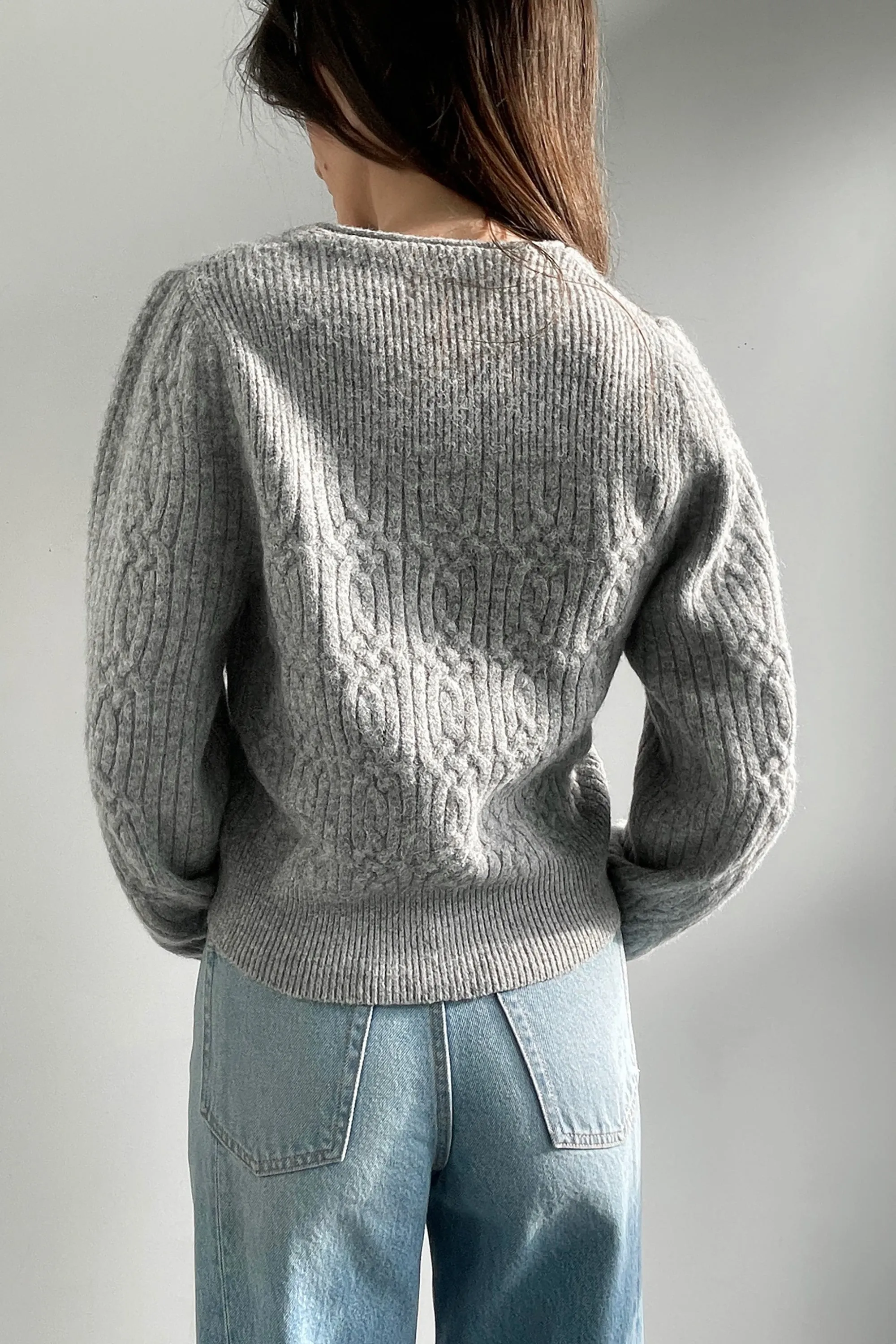 CABLE KNIT CARDIGAN WITH PEARL BUTTONS