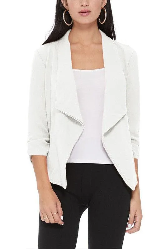 Casual Open Front Waist Length Blazer Womens