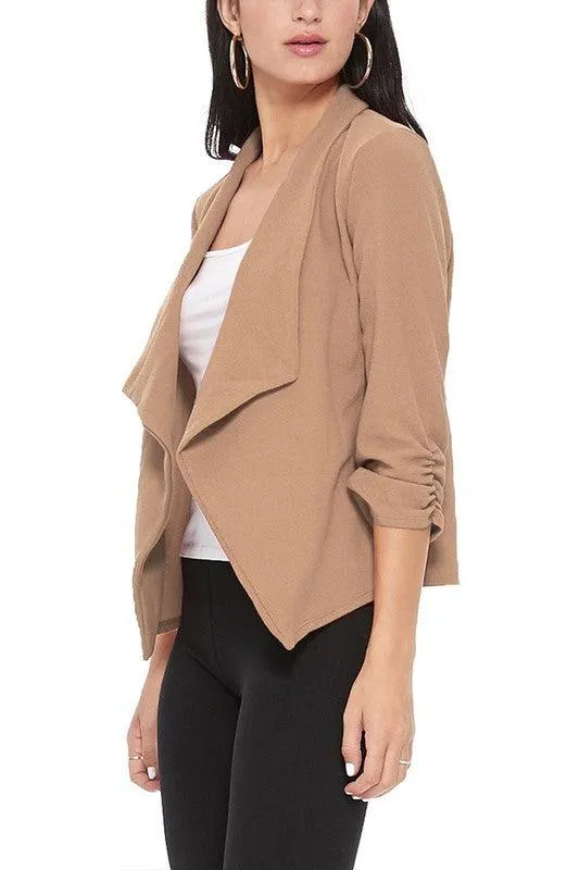 Casual Open Front Waist Length Blazer Womens