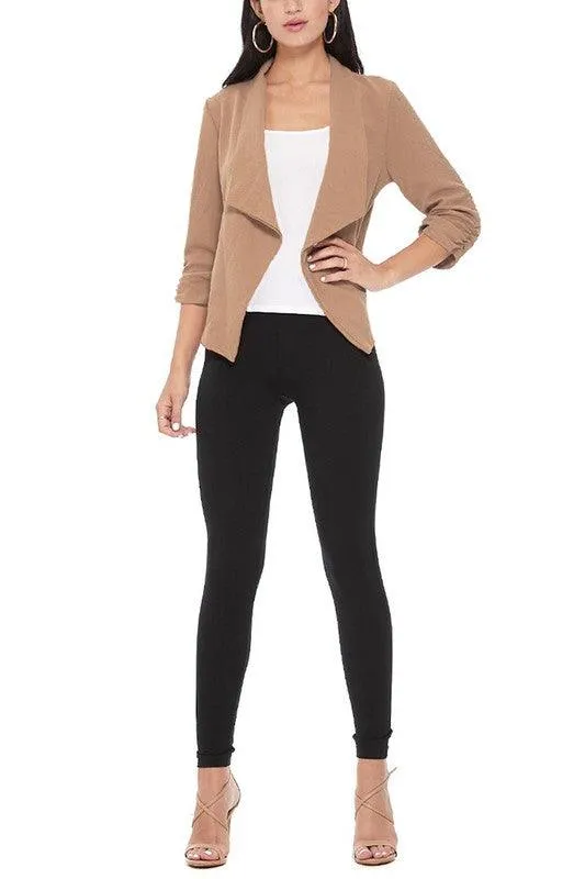 Casual Open Front Waist Length Blazer Womens