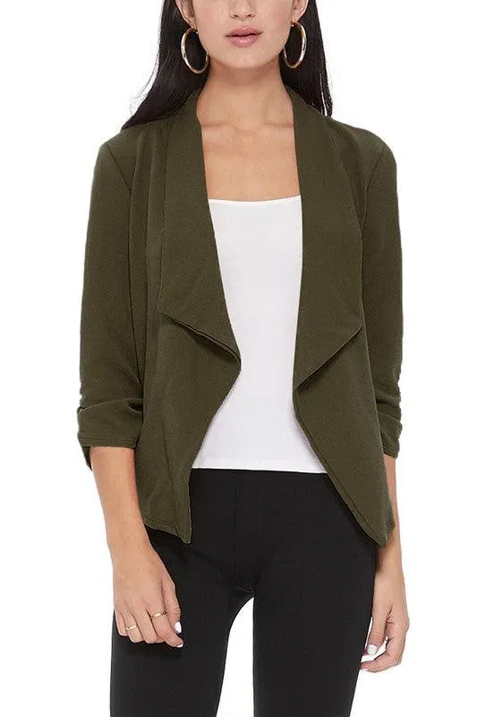 Casual Open Front Waist Length Blazer Womens