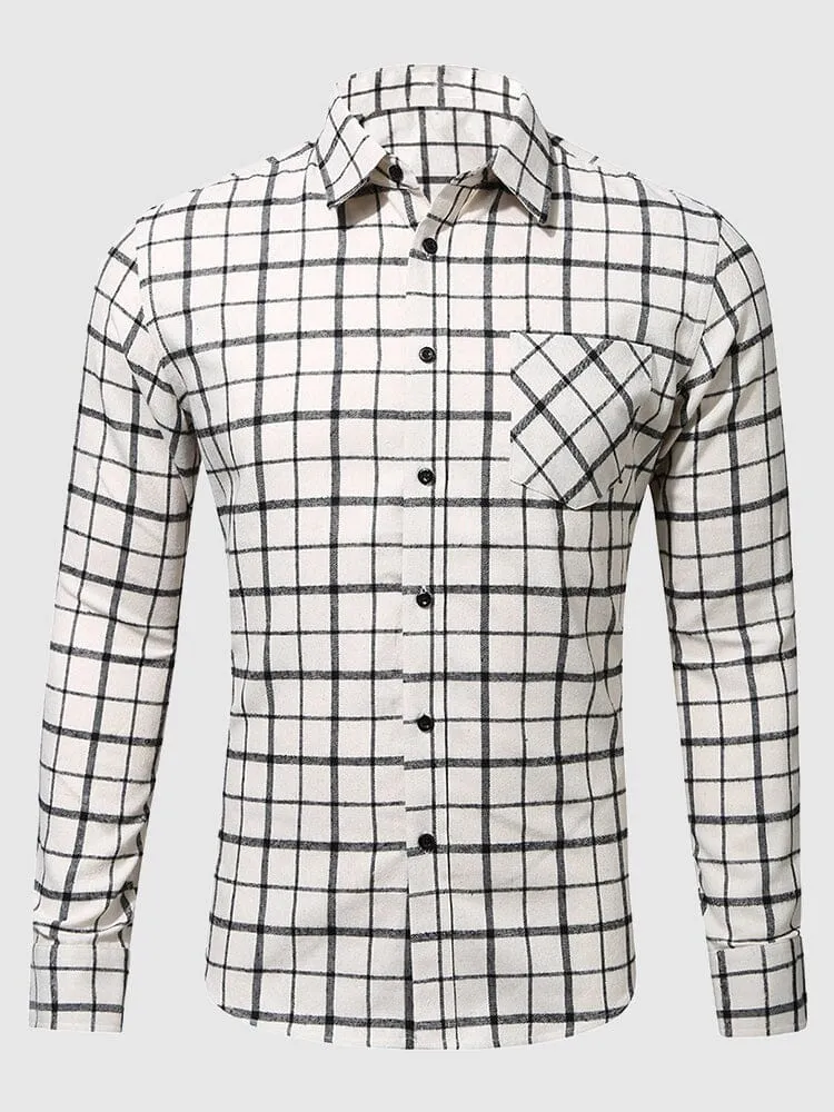 Casual Plaid Graphic Long Sleeve Flannelette Shirt