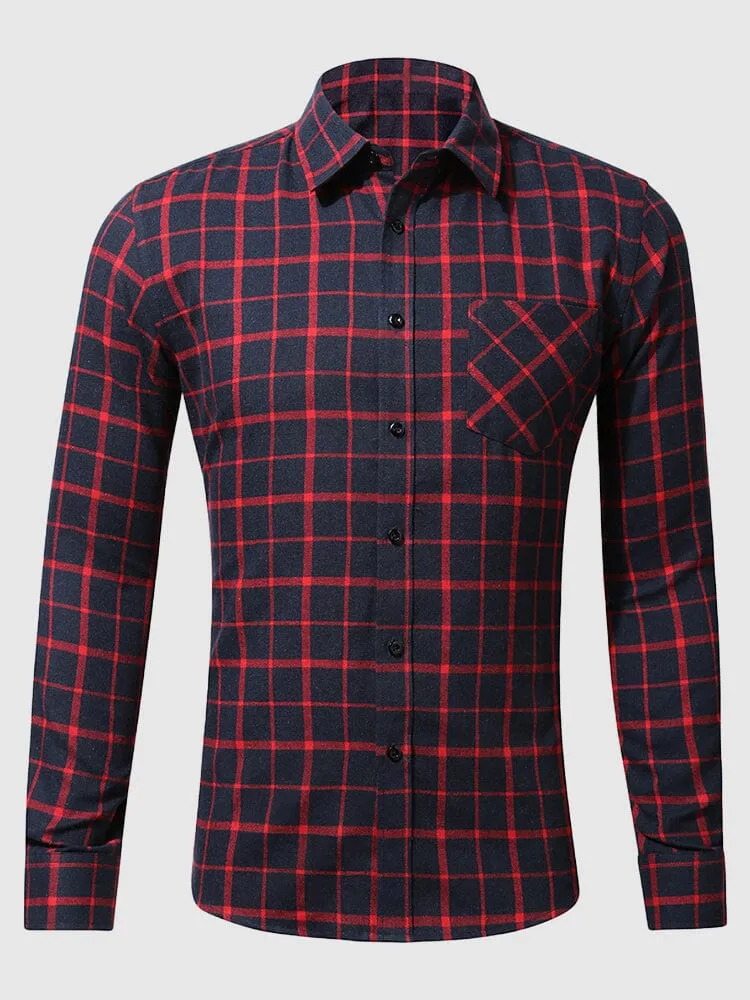 Casual Plaid Graphic Long Sleeve Flannelette Shirt