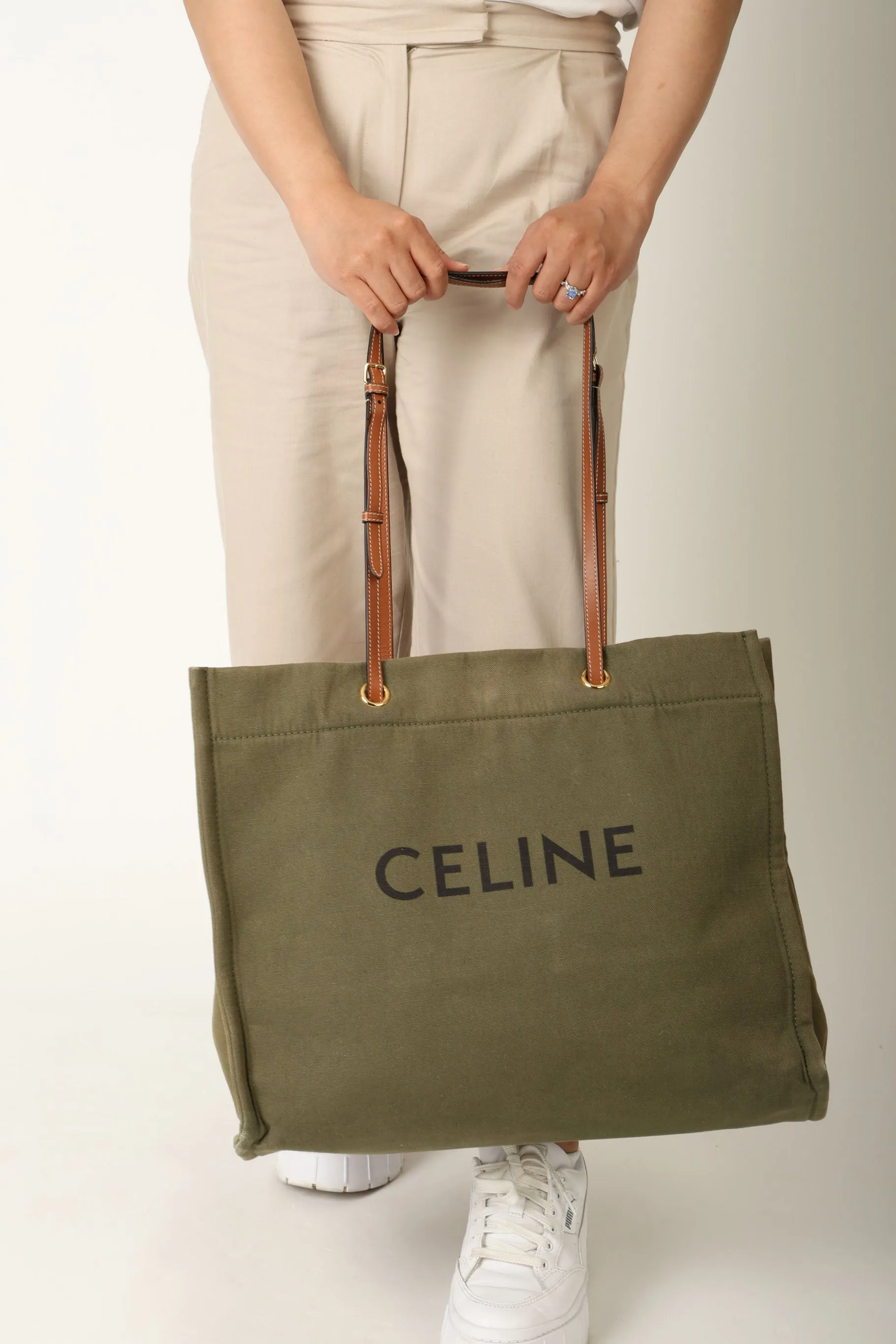 Celine Canvas Cabas Logo Tote