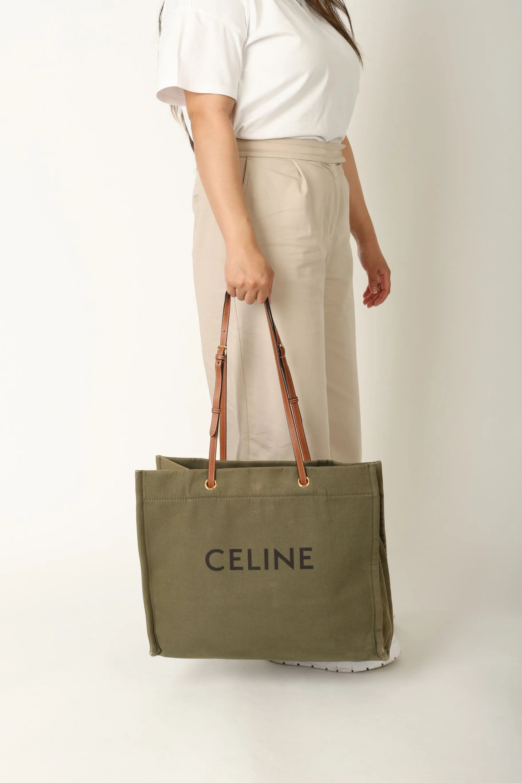 Celine Canvas Cabas Logo Tote