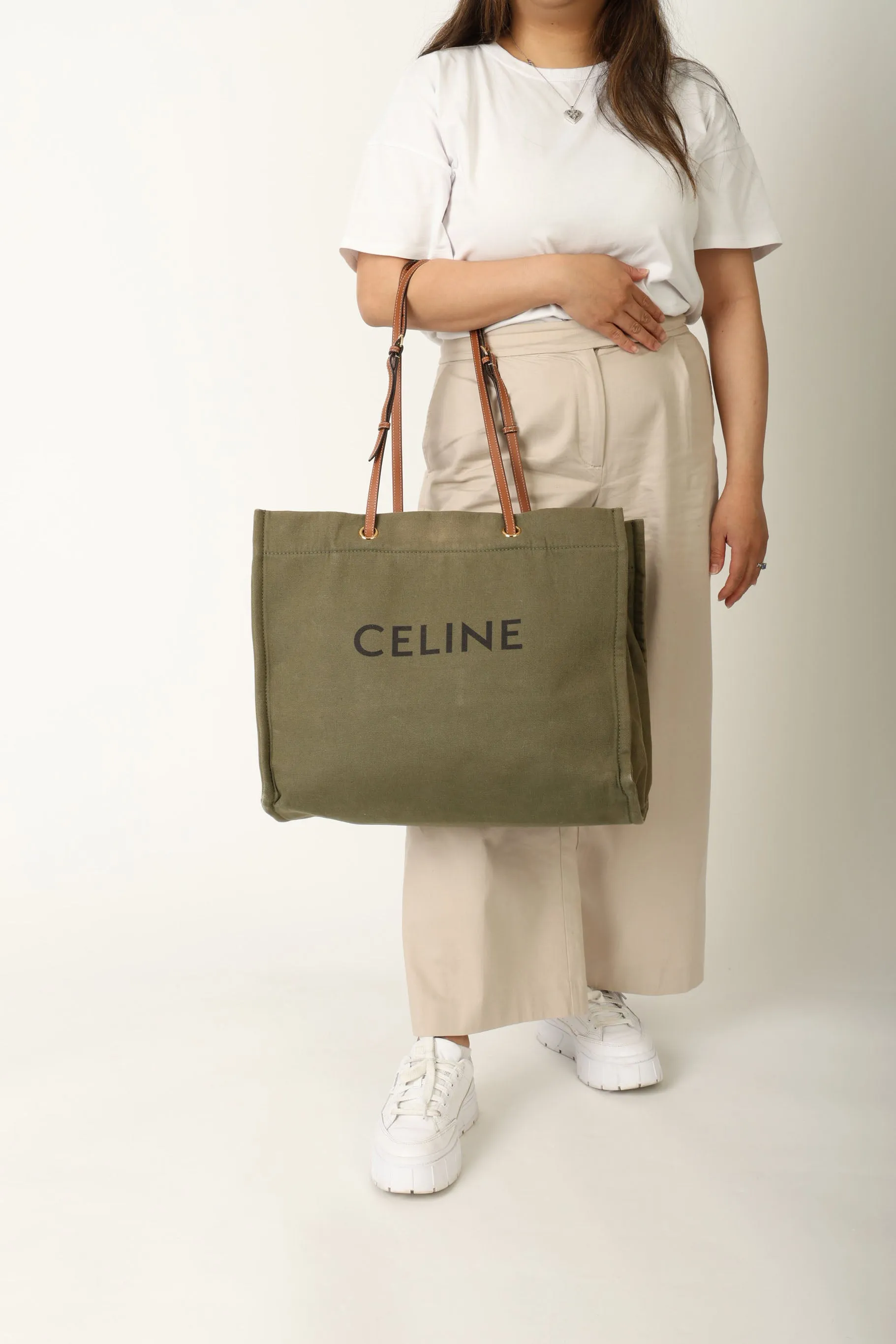 Celine Canvas Cabas Logo Tote