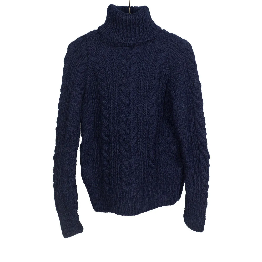 Chamula handknit fisherman turtleneck in dark navy Merino wool (restock)