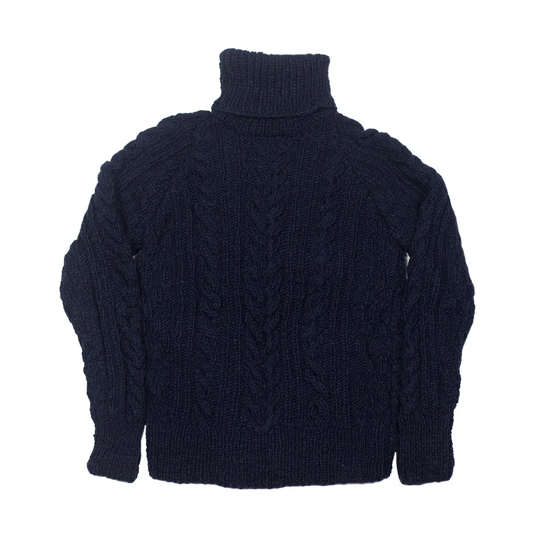 Chamula handknit fisherman turtleneck in dark navy Merino wool (restock)