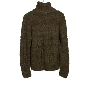 Chamula handknit fisherman turtleneck in factory olive Merino wool (restock)