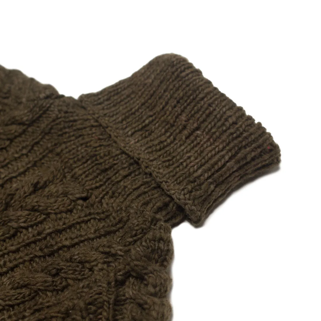 Chamula handknit fisherman turtleneck in factory olive Merino wool (restock)