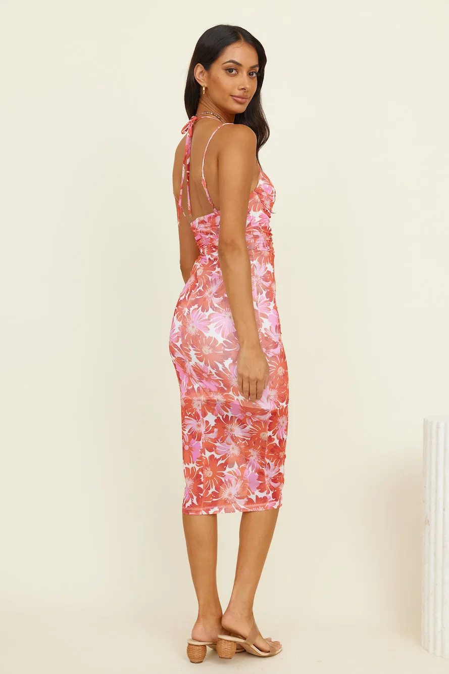 Cherished Dreams Midi Dress Pink