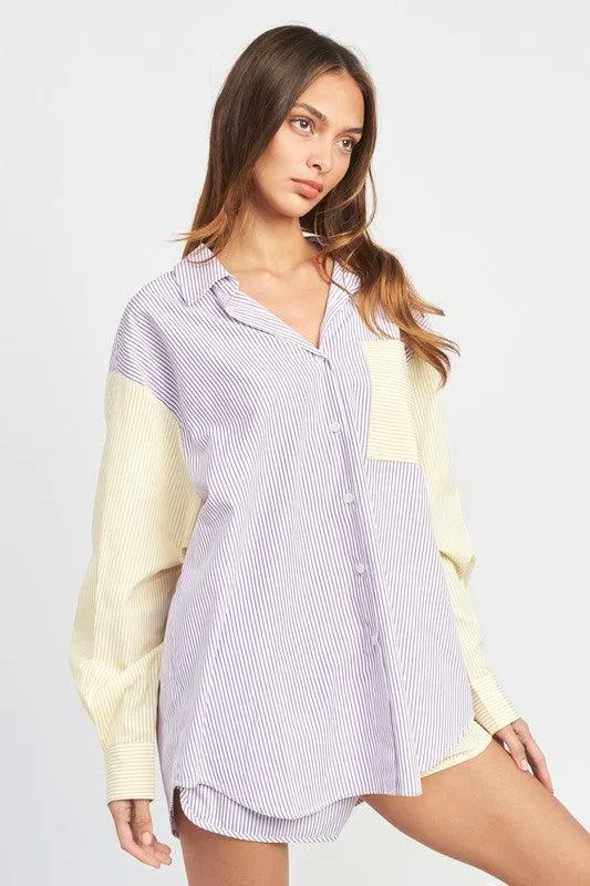 Color Block Boyfriend Shirt