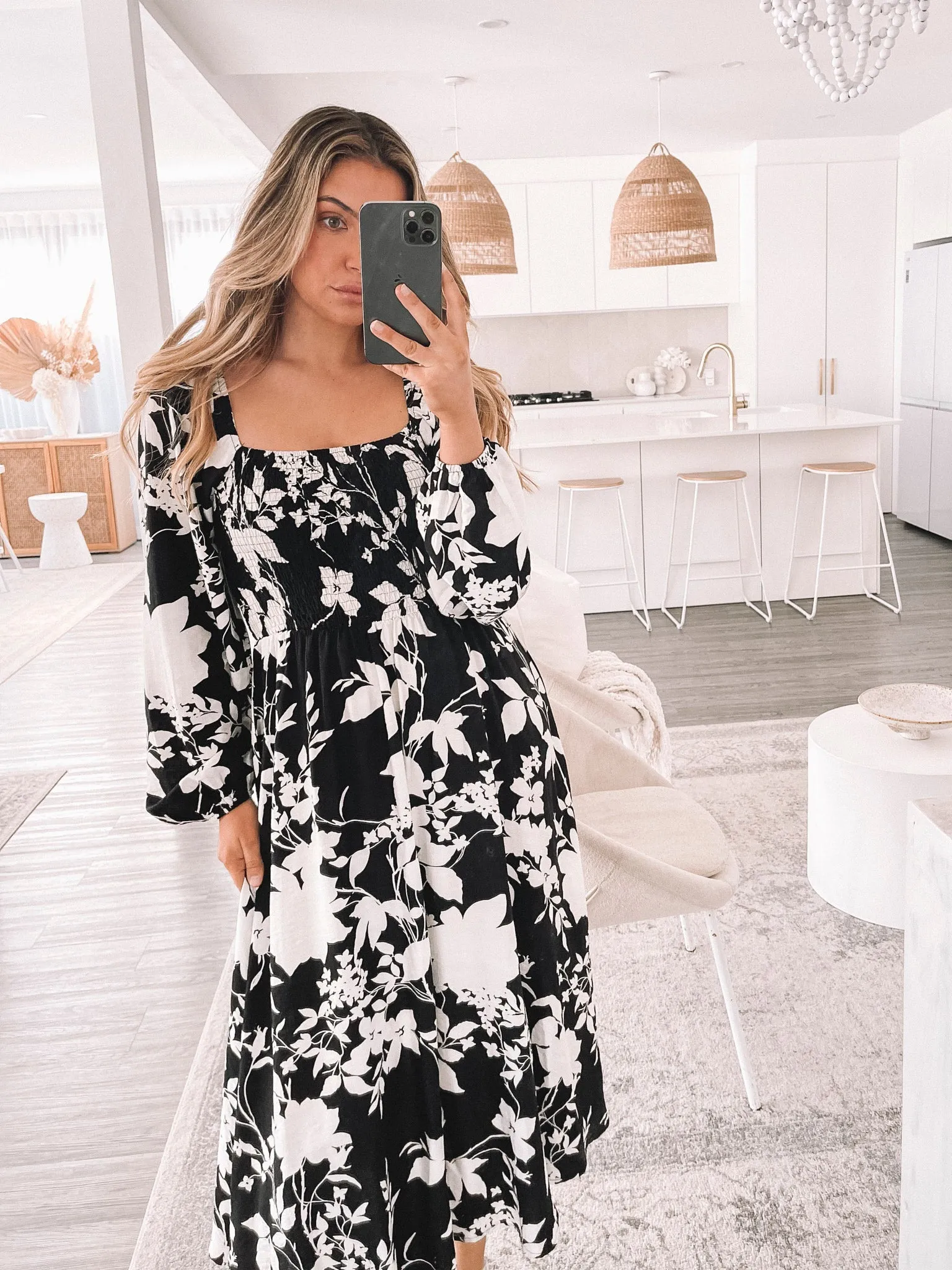 Corena Dress - Black Print