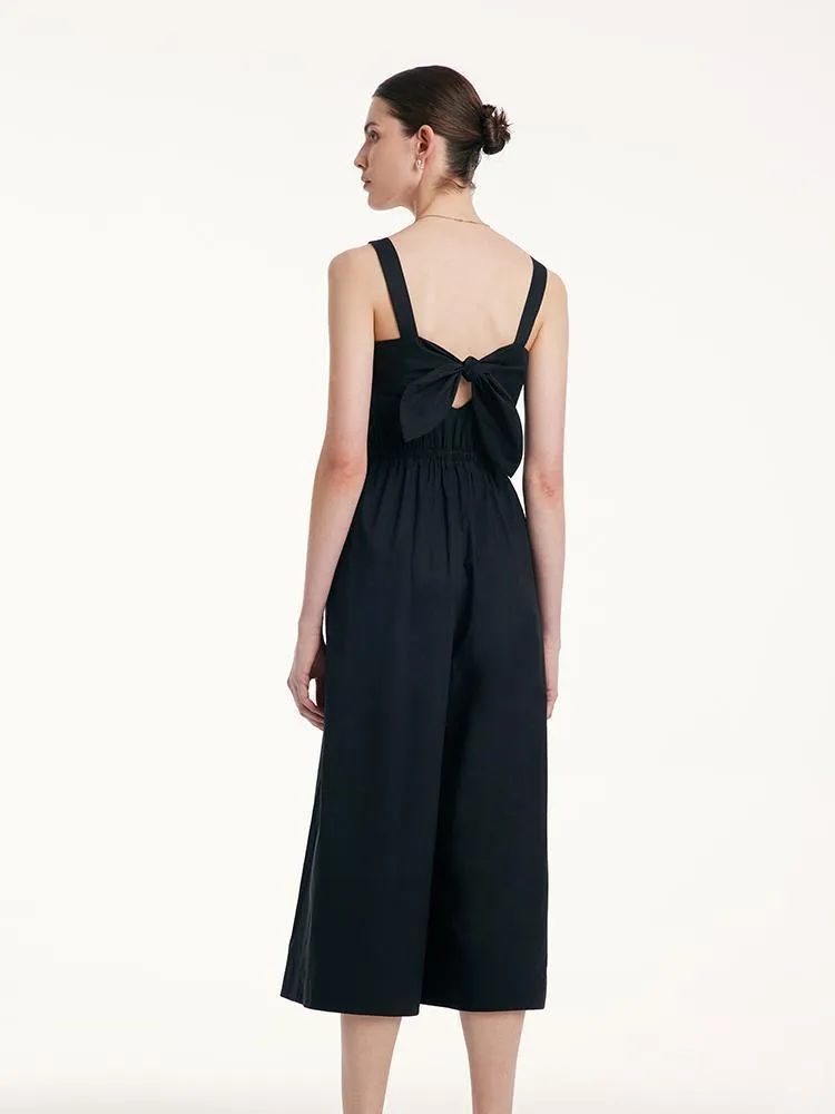 Cotton Strap Gathered Waist Jumpsuit With Detachable Bra Pads 的副本