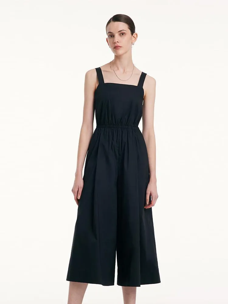 Cotton Strap Gathered Waist Jumpsuit With Detachable Bra Pads 的副本