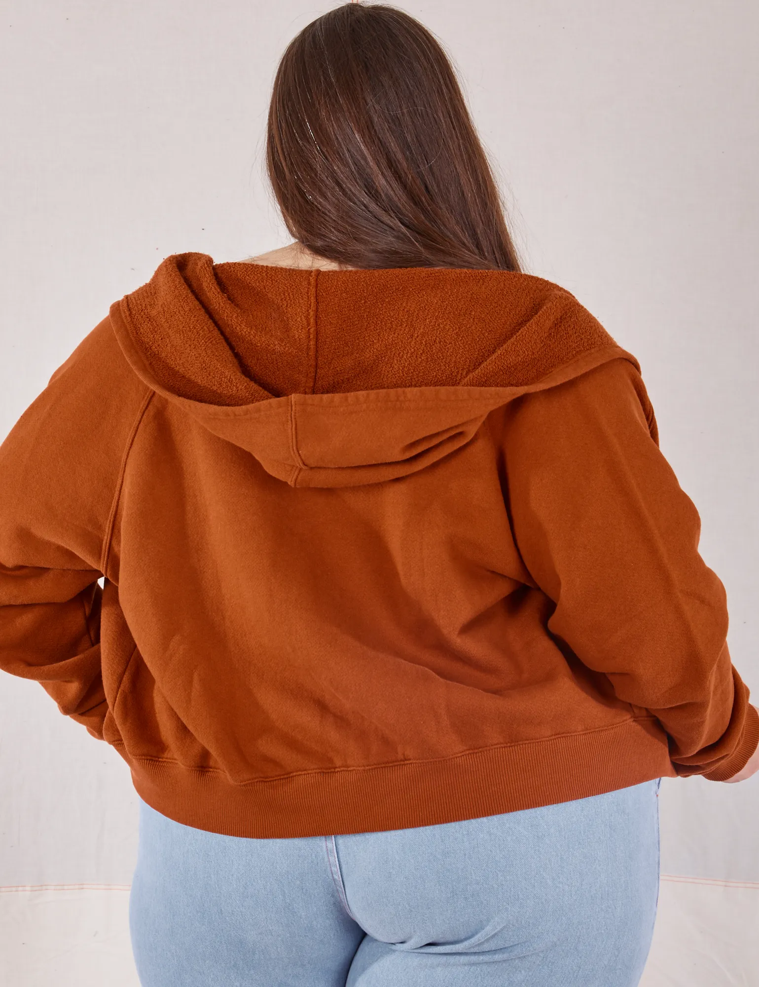 Cropped Zip Hoodie - Burnt Terracotta