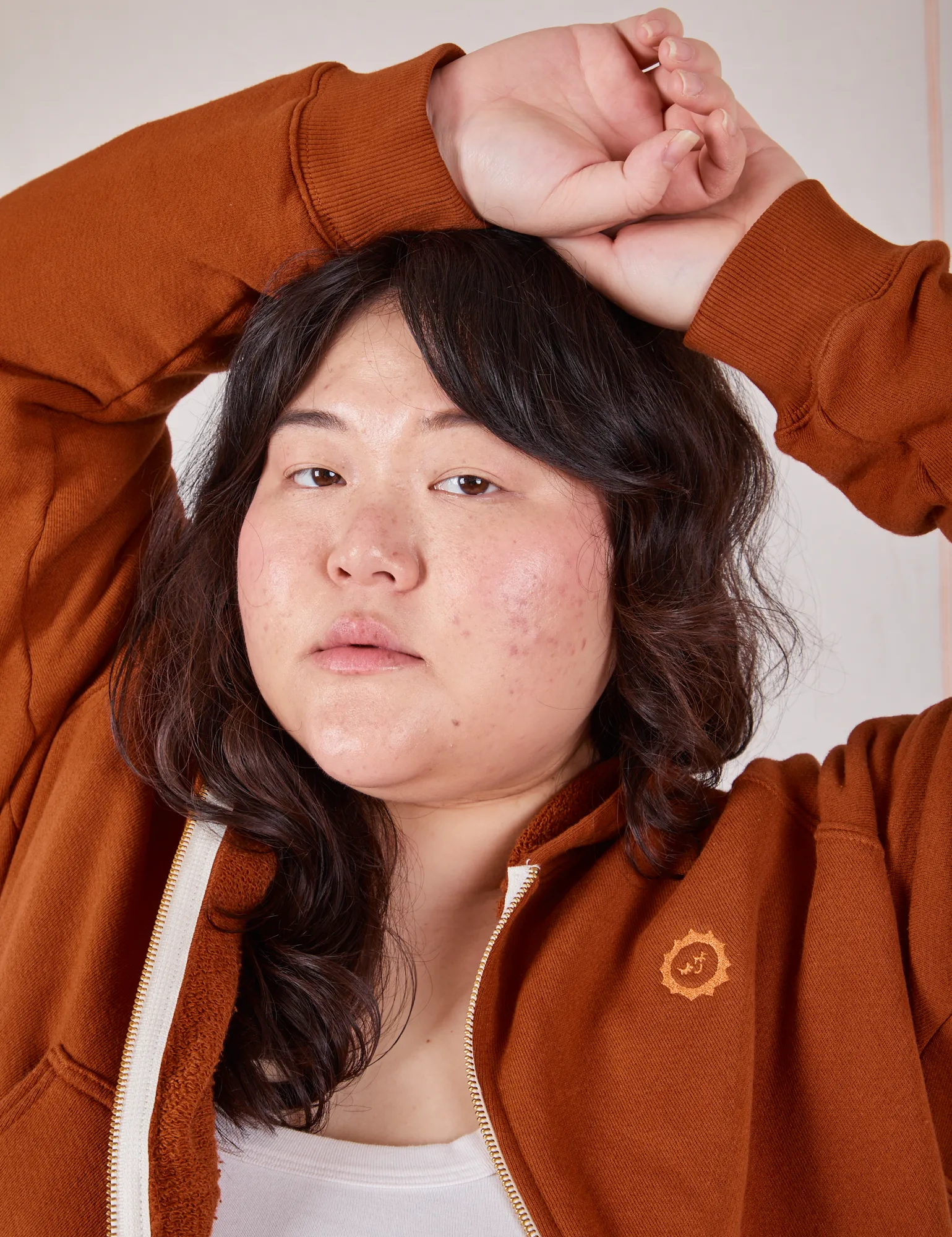 Cropped Zip Hoodie - Burnt Terracotta