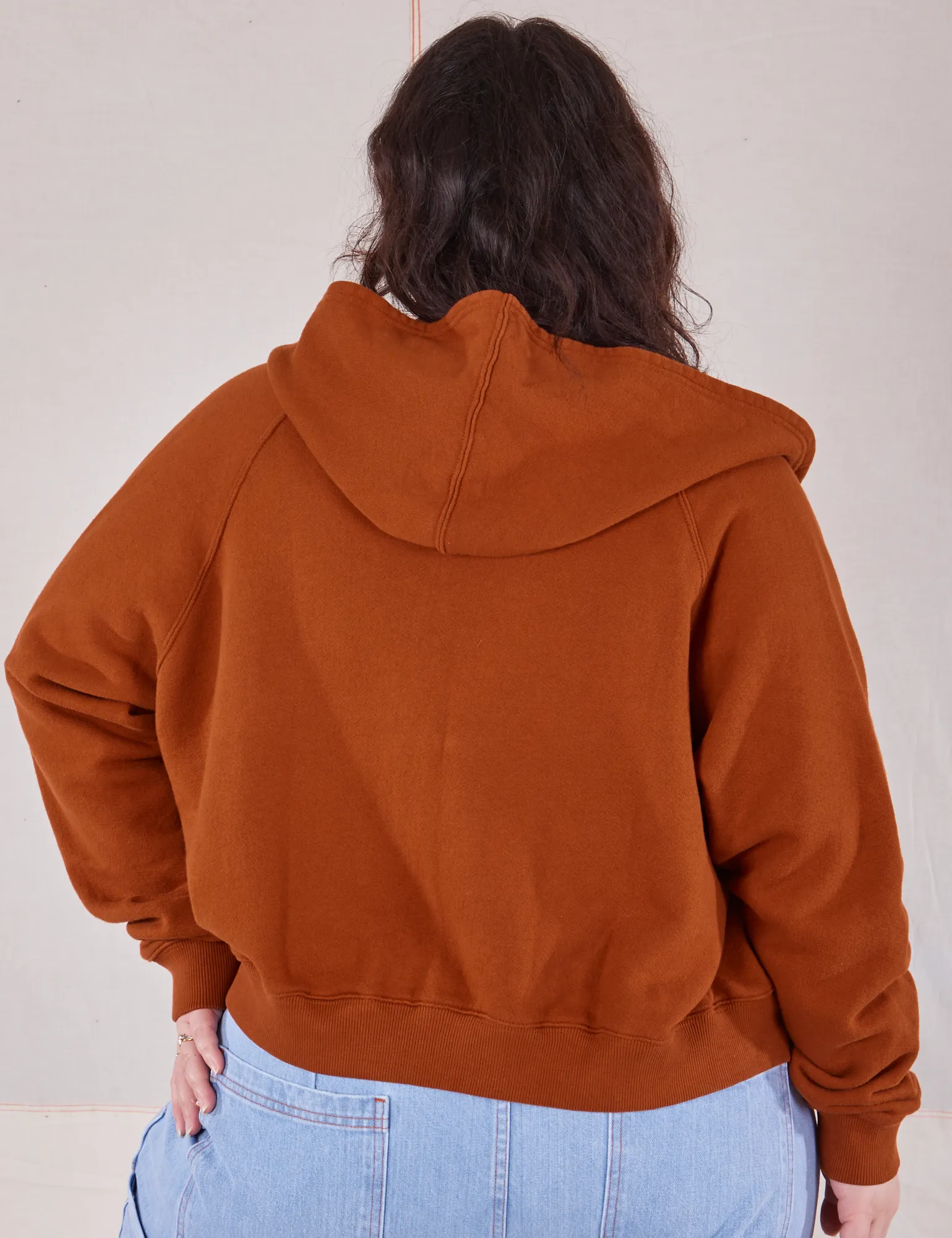 Cropped Zip Hoodie - Burnt Terracotta