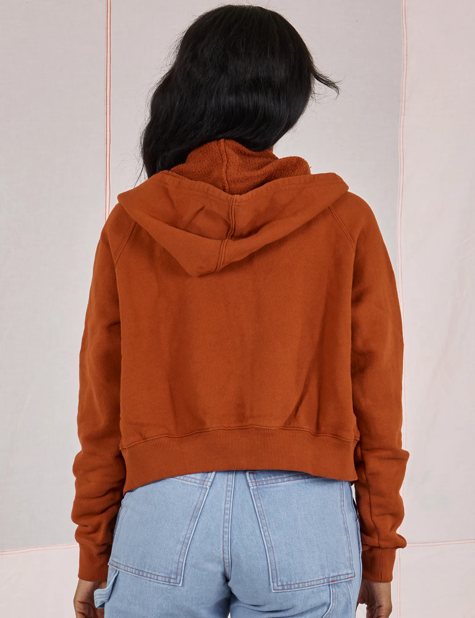 Cropped Zip Hoodie - Burnt Terracotta