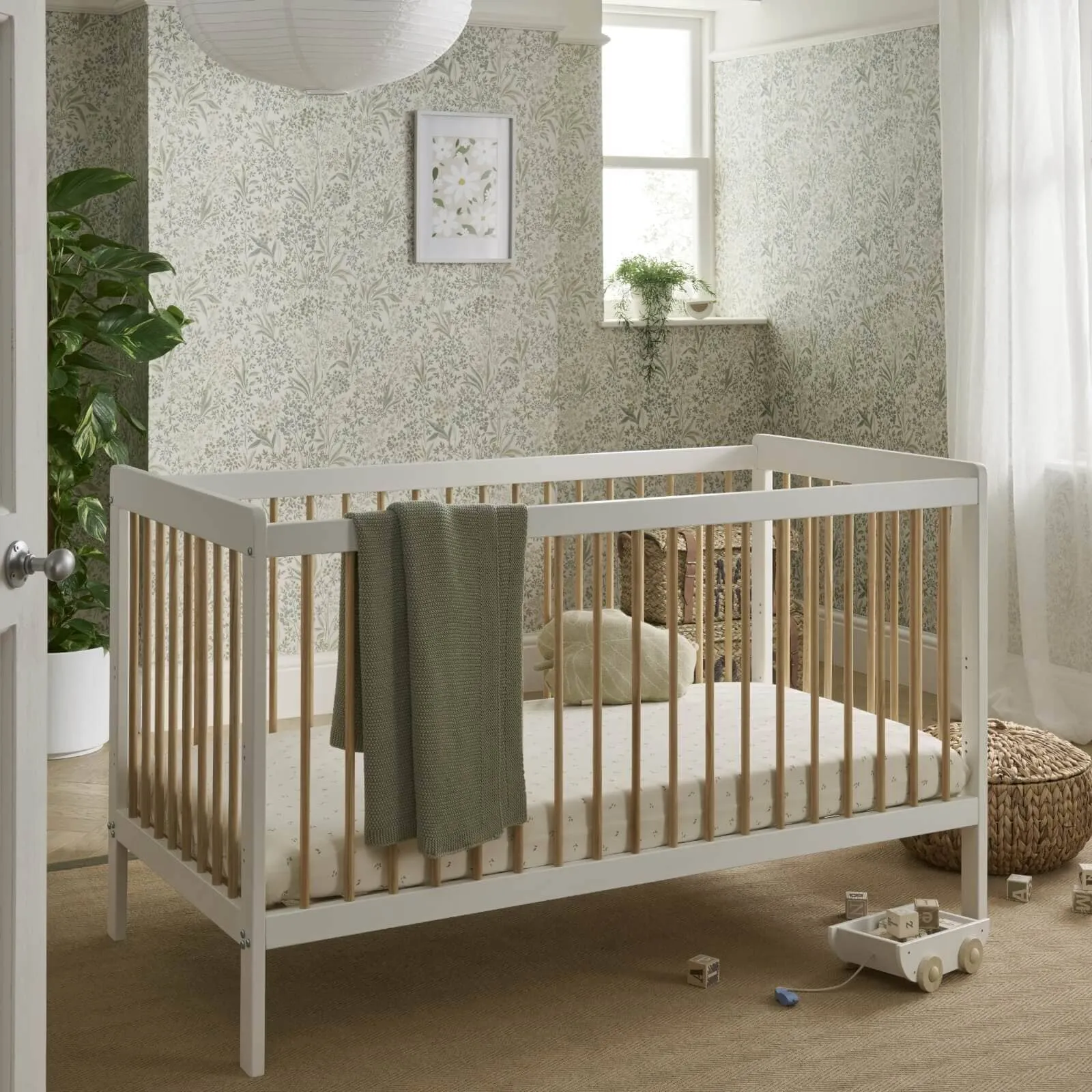 CuddleCo Nola 2pc Set Changer and Cot Bed - White & Natural