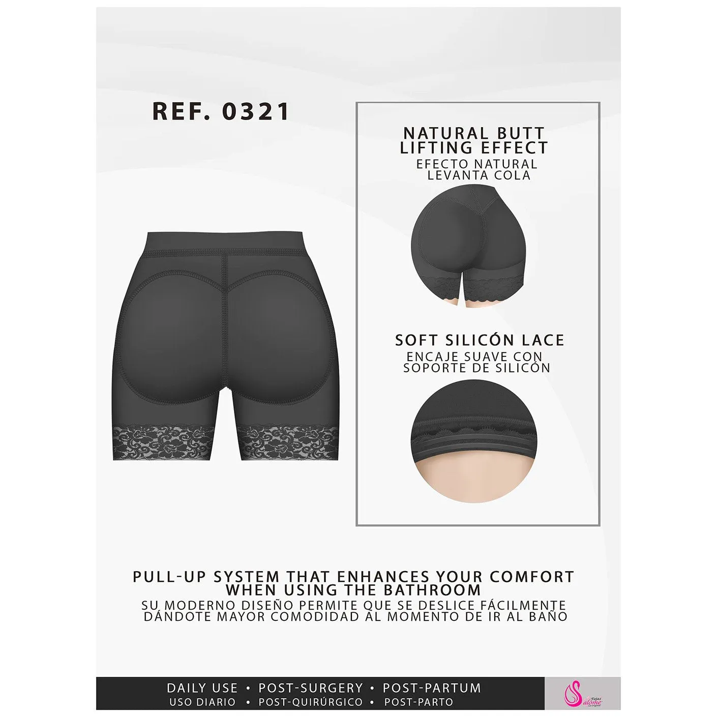 Daily Use Special Event Shapewear Butt-lifting effect & Open crotch Fajas Salome 0321