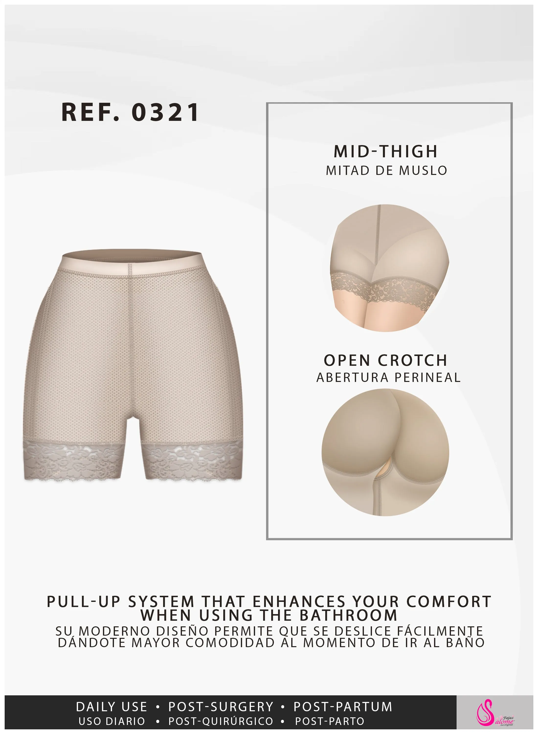 Daily Use Special Event Shapewear Butt-lifting effect & Open crotch Fajas Salome 0321