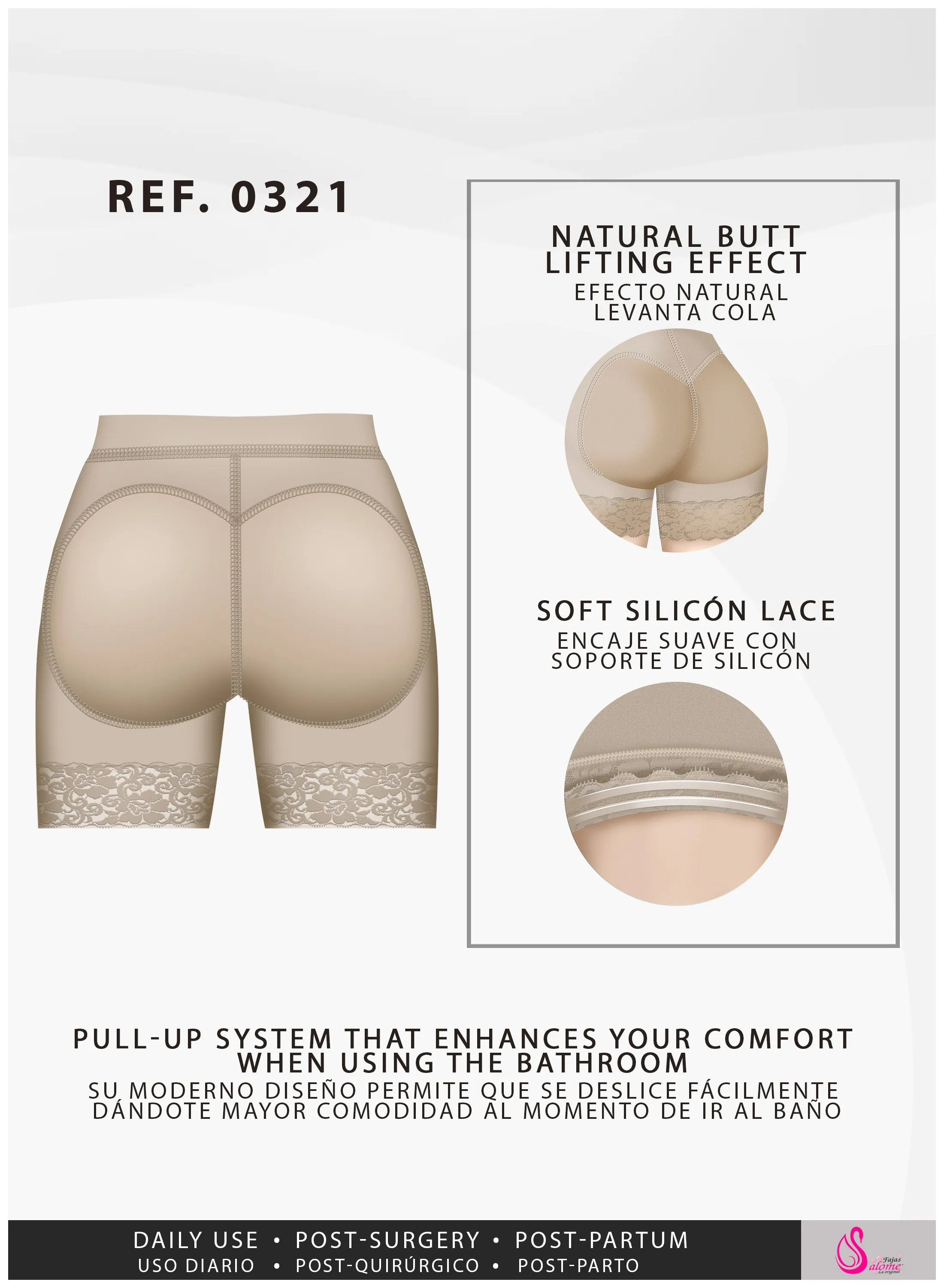 Daily Use Special Event Shapewear Butt-lifting effect & Open crotch Fajas Salome 0321