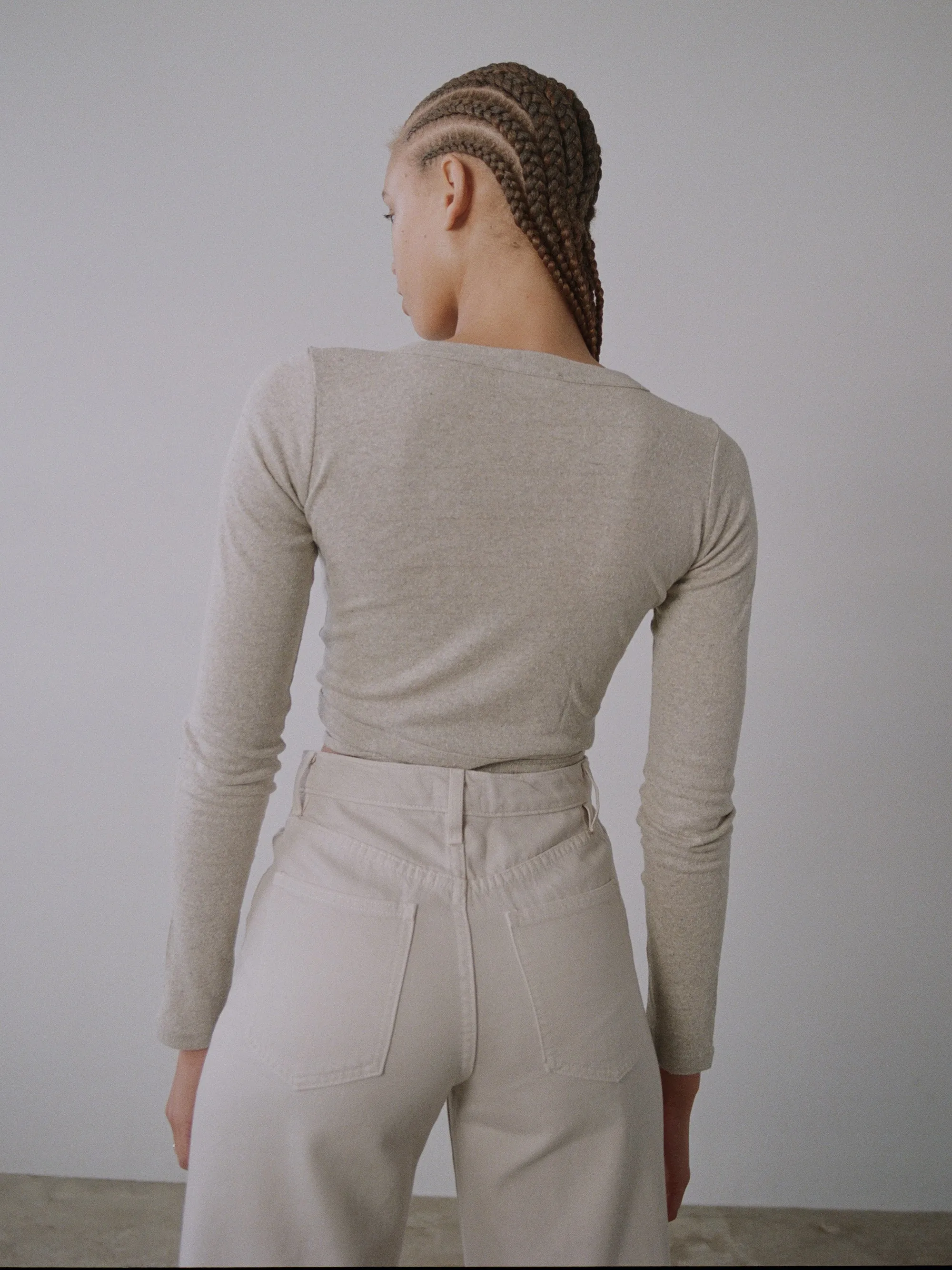 Dance Wrap Top, Regen Silk Noil Jersey, Heather Grey